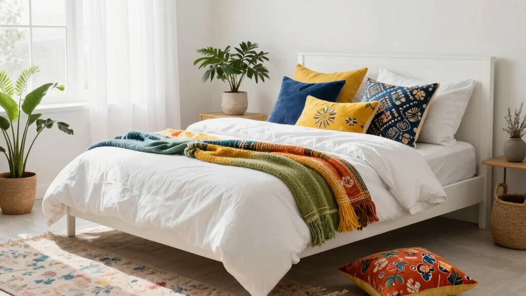 14 Throw Pillows Ideas That Pop Against White Bedding