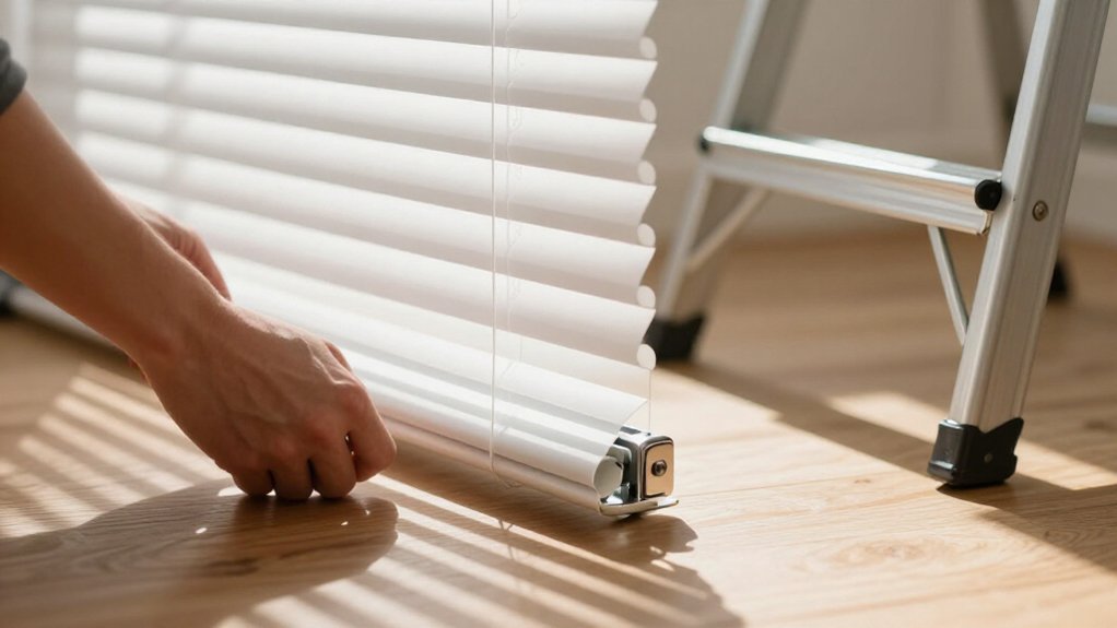retract blinds to expose mounts